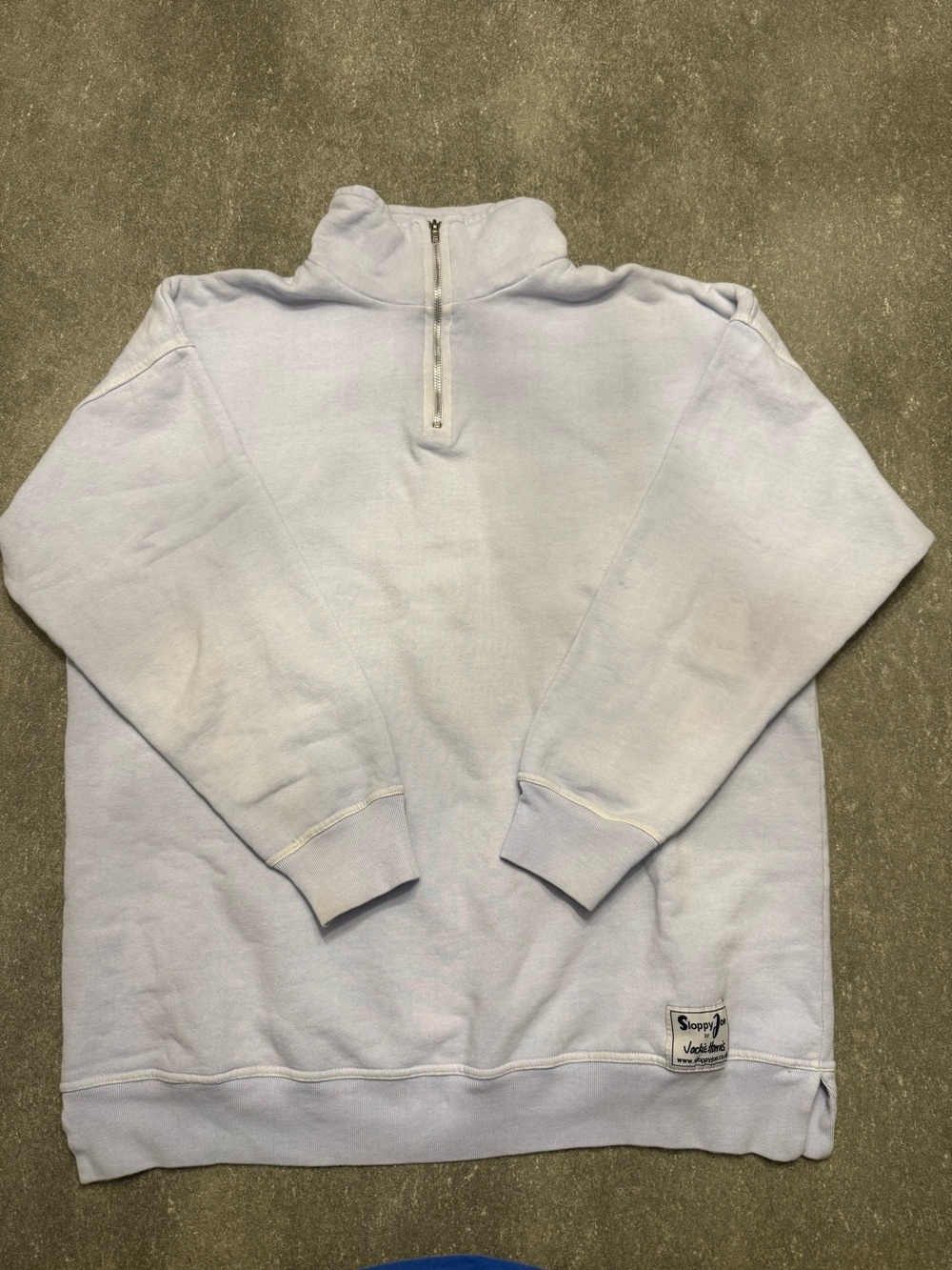 Sloppy Joe UK “Diana Zip Neck” Sweatshirt in Powder Blue Size 2 Oversized
